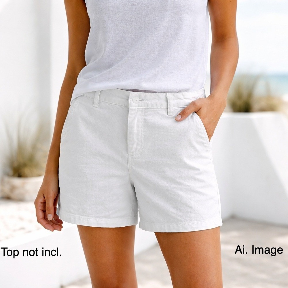Garnet Hill Women 6 White Cotton Chino Shorts Summer Preppy Capsule Coastal